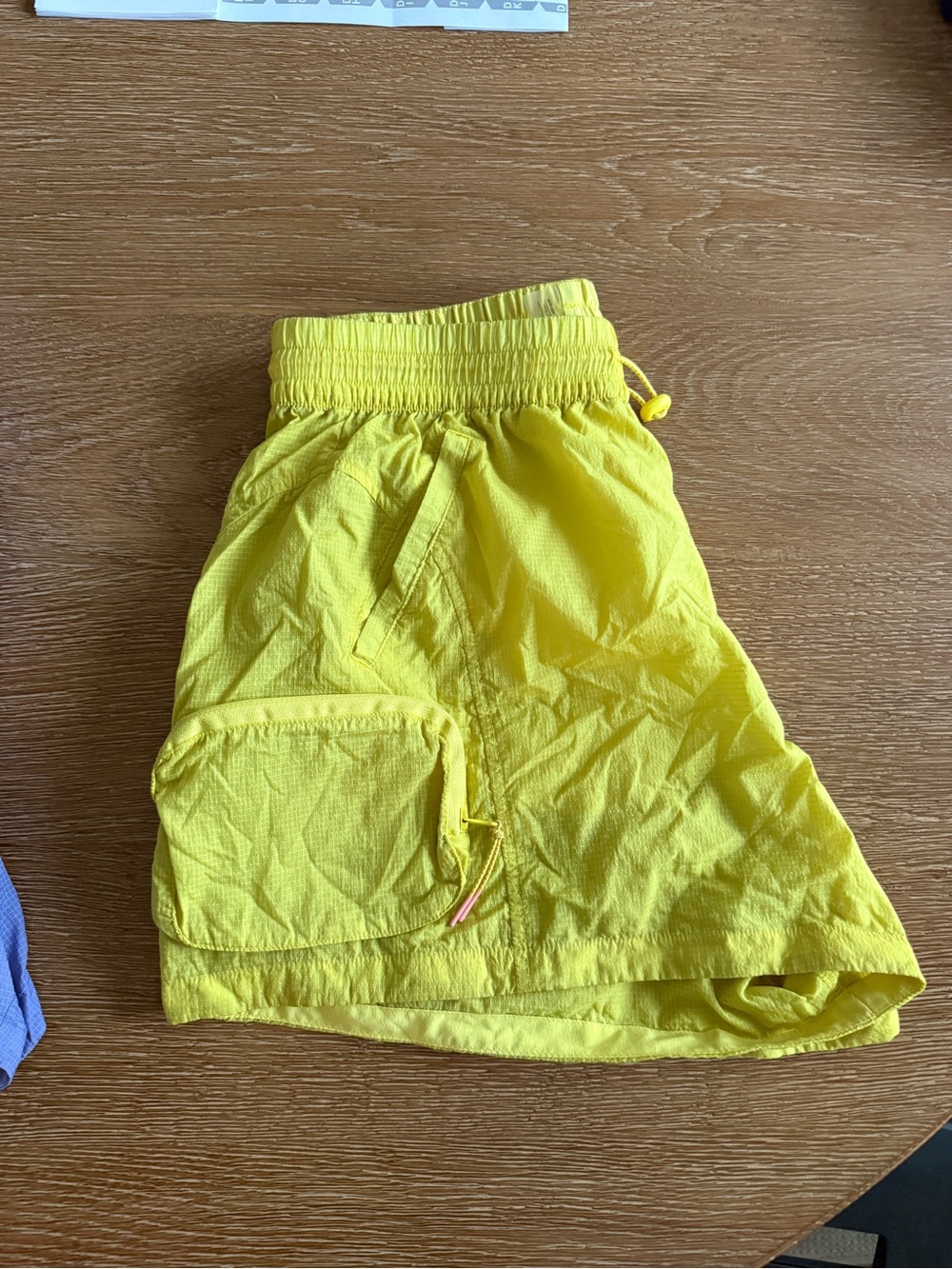 Bright Yellow Drawstring Cargo Shorts